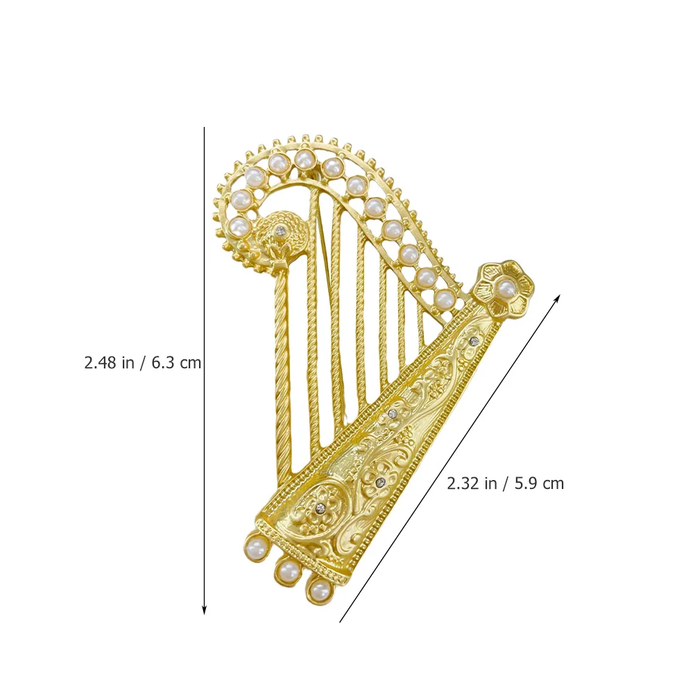 Three-dimensional Harp Brooch Miss for Backpacks Chain Alloy Clothes