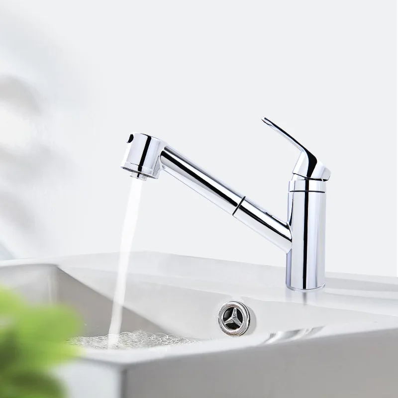 

Kitchen pulling faucet hot and cold retractable hand basin vegetable basin