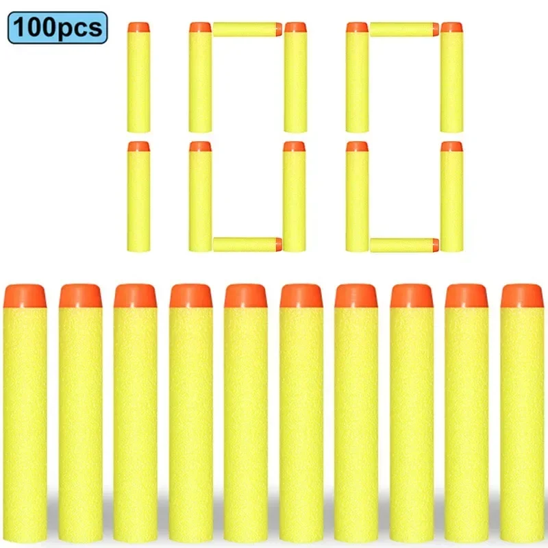 A100pcs 7.2cm Soft Foam Bullets Round Head Refill Sponge Darts Toy Gun Soft Bullet for NERF N-Strike Blasters Children's Gift