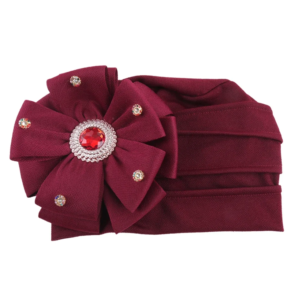 

Luxury Diamonds Big Flower Turban Cap for African Women Auto Gele Headties Bonnet Headscarf Muslim Hijab Nigeria Wedding Hats