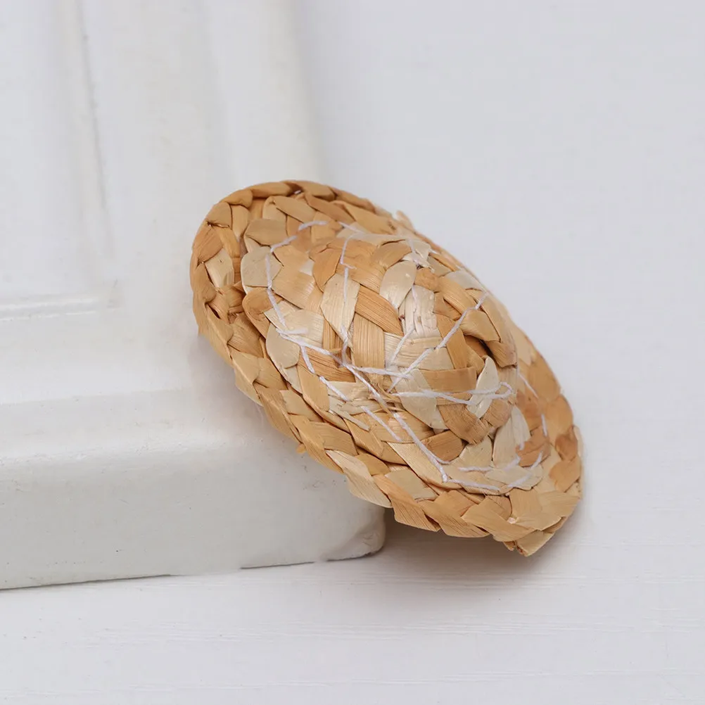

10Pcs Mini Straw Hats Handwoven Small Caps for Craft DIY Decoration Handmade Accessories Hat Straw Cap Cap