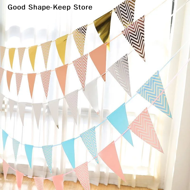 dailyTriangle Bunting Flags With Metallic Accents Chevron Patterns For Birthday PartyDaily products