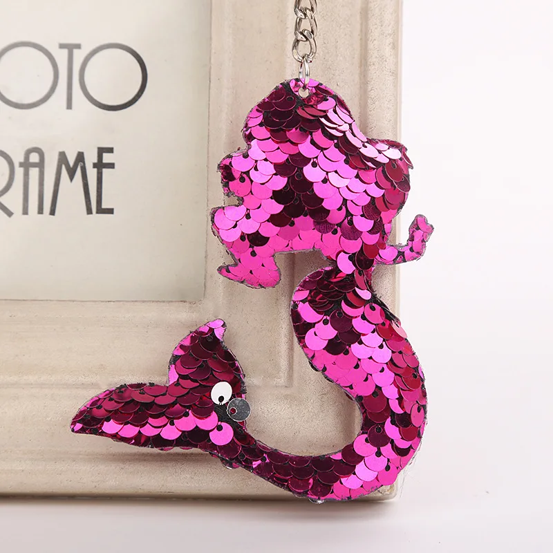 Mới Dễ Thương Nàng Tiên Cá Móc Khóa Lấp Lánh Pompom Kim Sa Lấp Lánh Móc Khóa Quà Tặng Cho Nữ Llaveros Mujer Quyến Rũ Xe Túi Phụ Kiện K2118