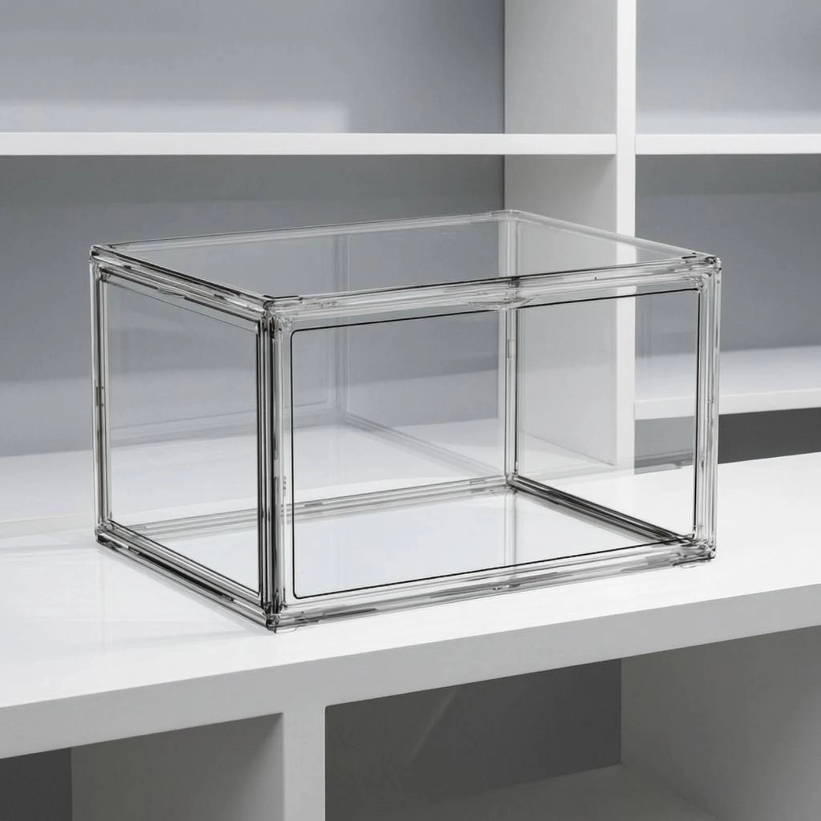 Clear Shoe Organizer Rigid Plastic Stackable Shoe Display Box Lisse Finition Storage for Entryway Closet view 6