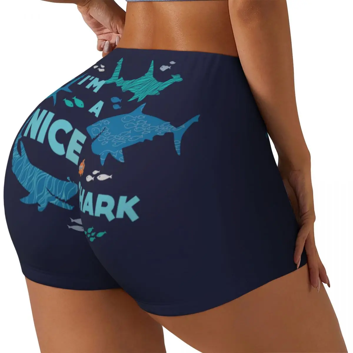 Custom Nemo And Sharks - I'm A Nice Shark Volleyball Biker Gym Shorts Women's Athletic Workout Yoga Shorts