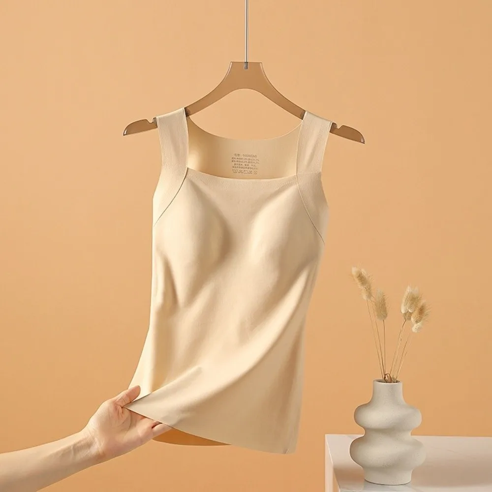 Inner Wear Seamless Thermal Underwear Sleeveless Keep Warm Base Layer Vest with Chest Pad Bottoming Camisole Female
