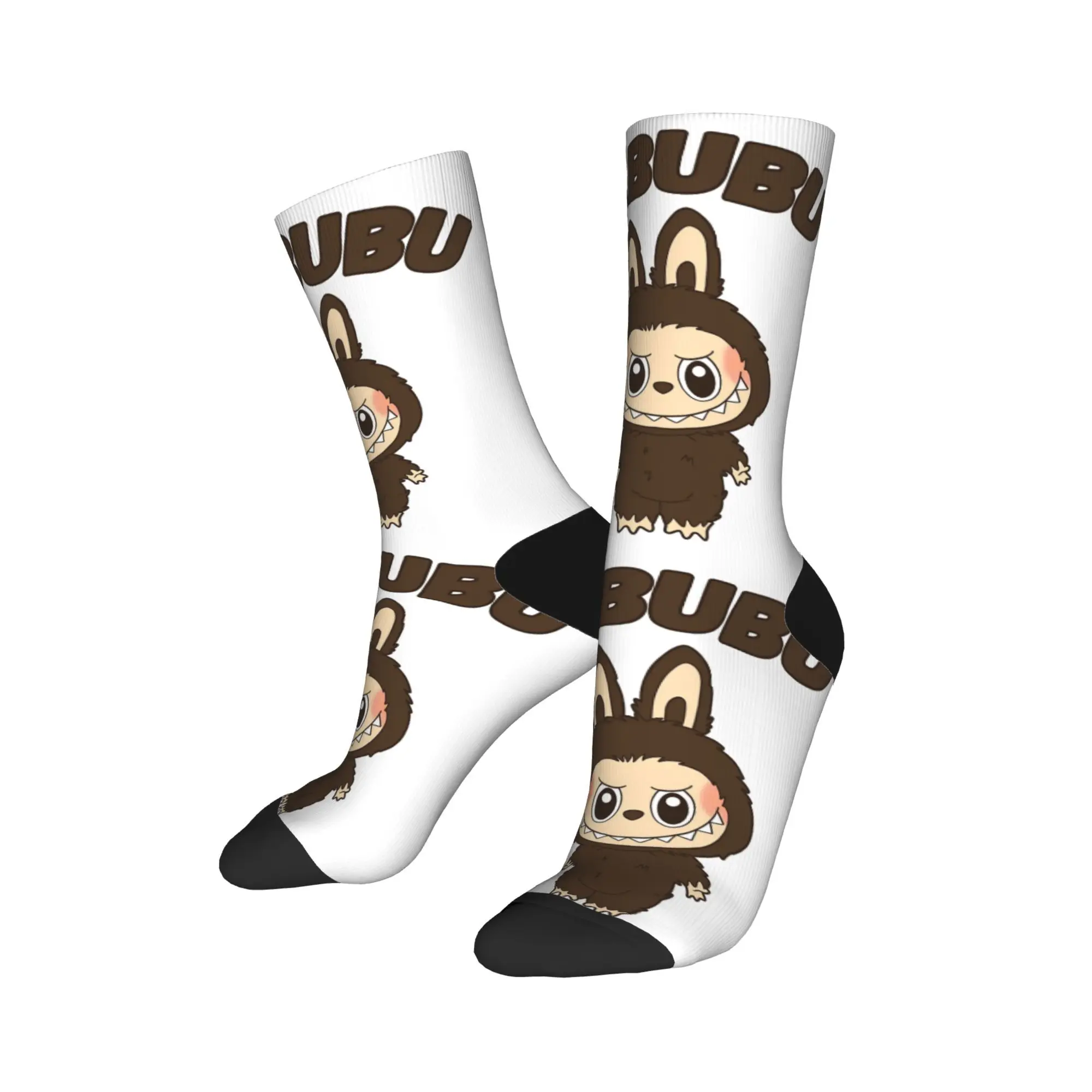 Fashion LABUBU whole body and peeker Basketball Socks  Polyester Long Socks for Women Men Non-slip