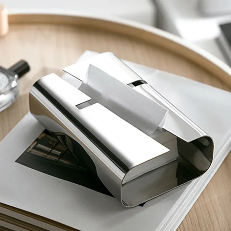 

Luxury Stainless Steel Tissue Box, Living Room Tissue Storage Box, Dining Table Center Napkin Holder, Home Decoration