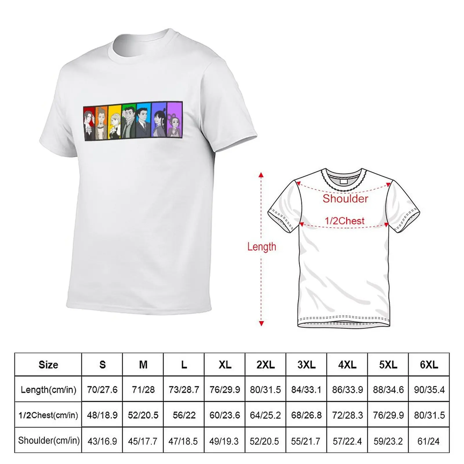 Ace Attorney Rainbow Collage T-Shirt Casual Everyday Wear T-Shirt