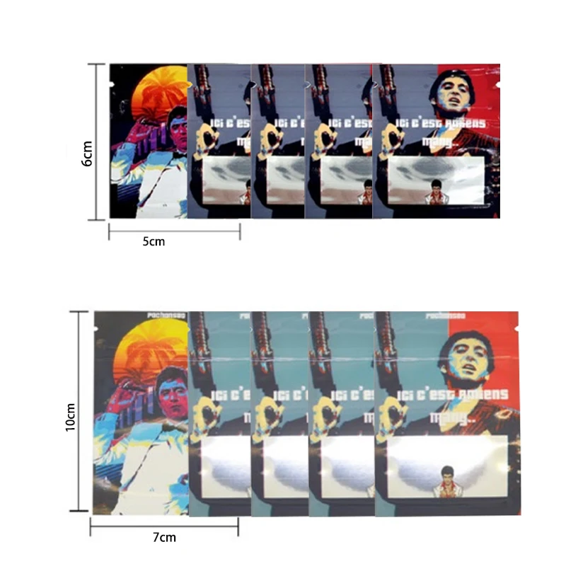 5 x 6 cm Aluminiumfolie, wasserdicht, geruchsdicht, mit Reißverschluss, Cartoon-Paket, Mylar-Beutel, wiederverschließbare Aufbewahrungsbeutel für Lebensmittel, Kunststoffbeutel