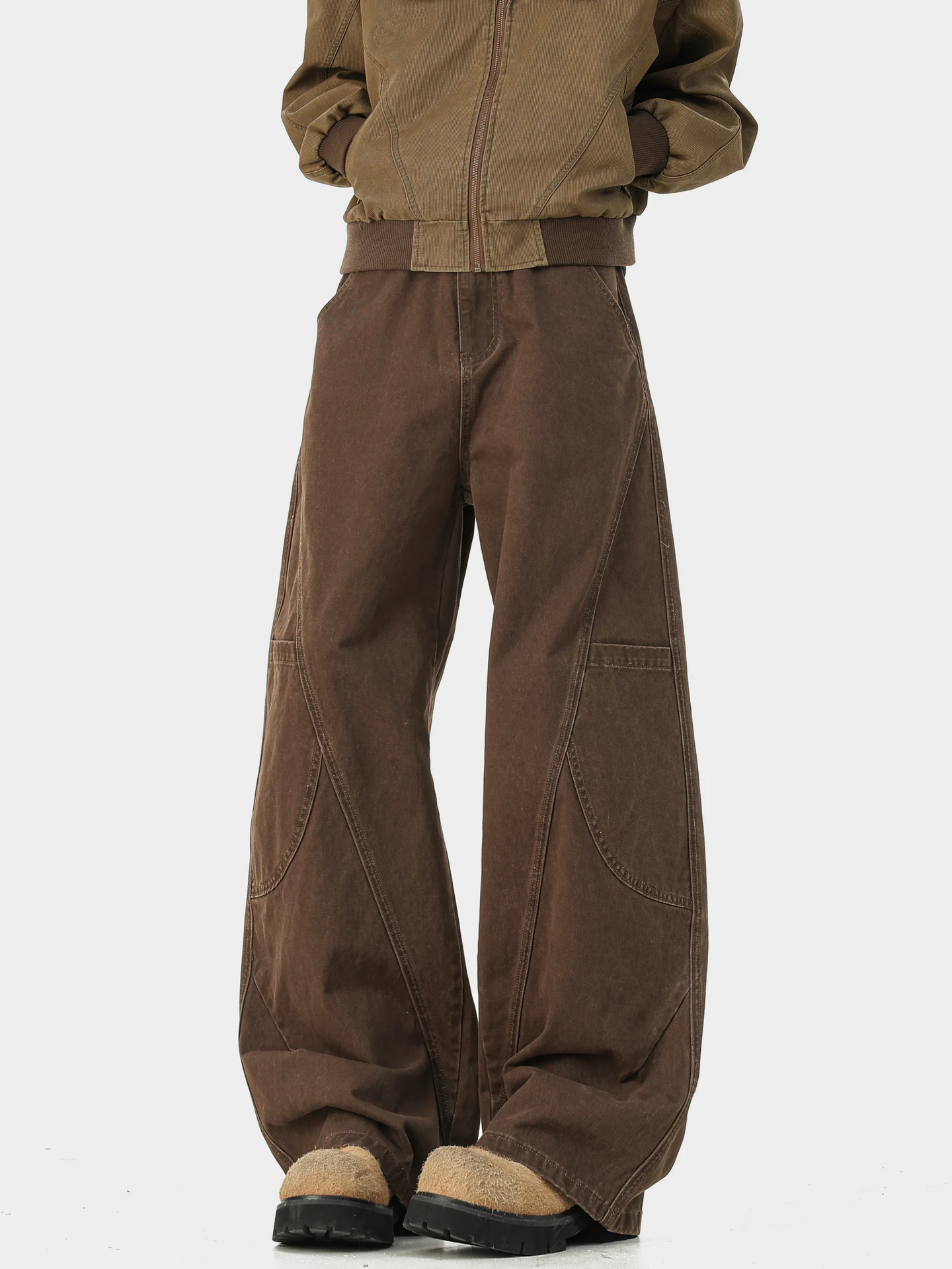 

Wukong Has Goods Trendy American Deconstructed Patchwork Waed Men's Loose Wide Leg Casual Long Pants Workwear Trousers