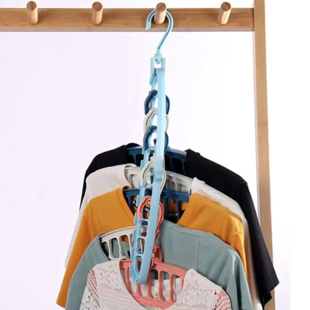 4PCS Rotatable Hook Multi-Hole Clothes Hanger Non-slip Space-Saving Clothes Hanging Rack Plastic Wardrobe Clothes Organizer