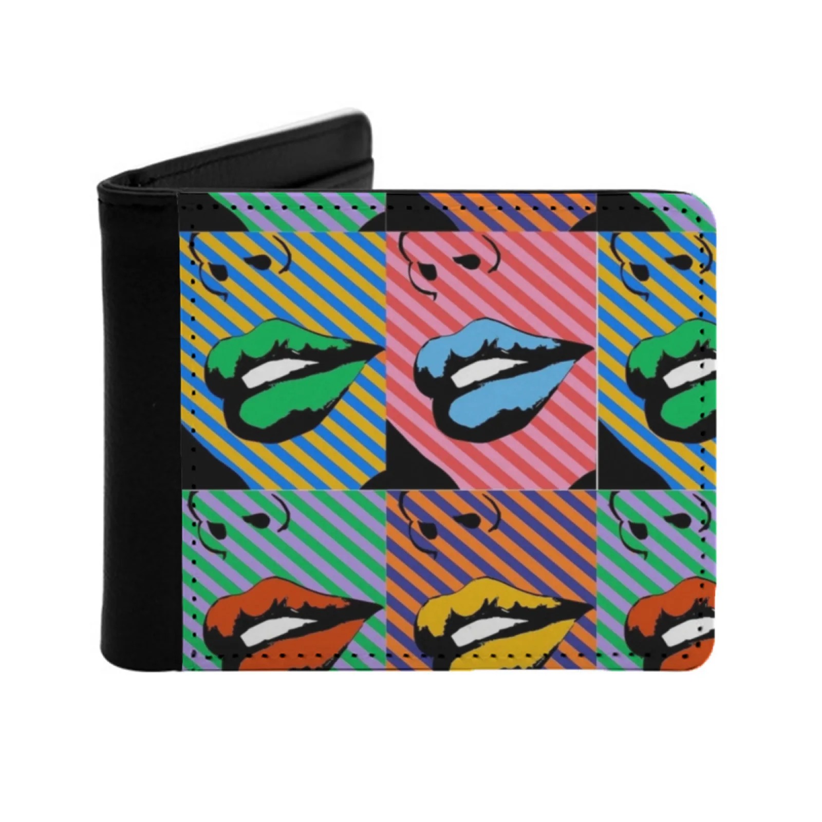 

Lipz With Stripez Мужской кошелек из искусственной кожи Многофункциональный кошелек для кредитных карт Lip Art Ретро-арт Поп-арт Ретро-арт Ретро-арт Ретро-арт