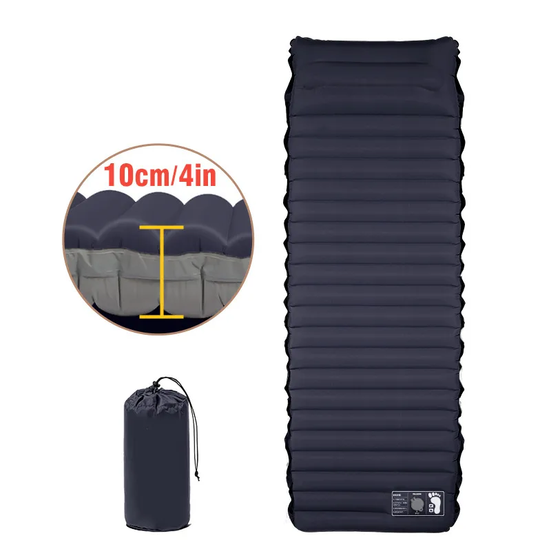 

Outdoor Inflatable Air Matt with Pillow Built-in Pump 10cm Thickness Ultralight Sleeping Pad Splicing Mattress for Camping