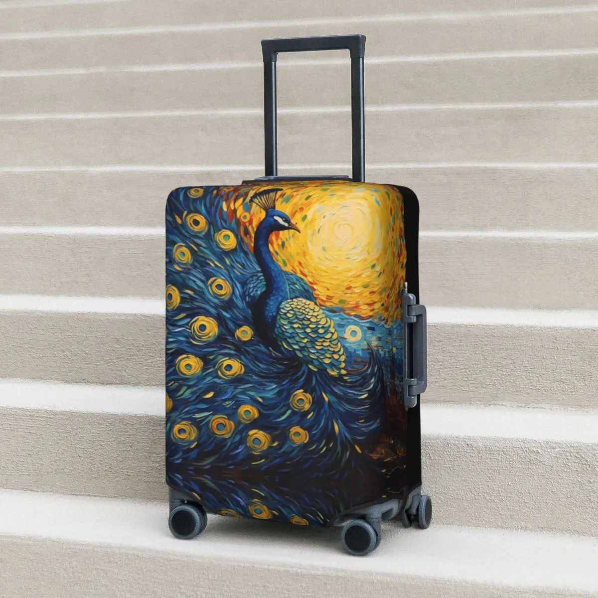 

Painting Peacock Suitcase Cover Colorful Animal Cruise Trip Flight Strectch Luggage Case Protection