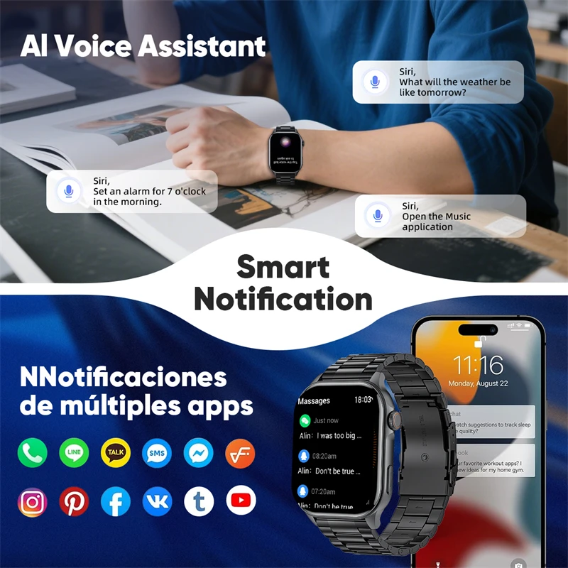 LIGE Smartwatch الرجال 2.01 "HD شاشة مراقبة الصحة الساعات مقاوم للماء الرياضة اللياقة البدنية ساعة ذكية Reloj Inteligente Mujer 2025