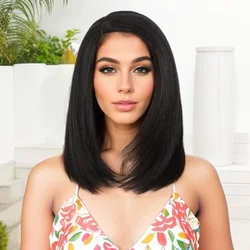 Synthetic Lace Front Wig 14 Inch Short Bob Wig Straight Bob Wigs For Women Ombre Grey Daily Party Wigs Heat Resistant Fiber