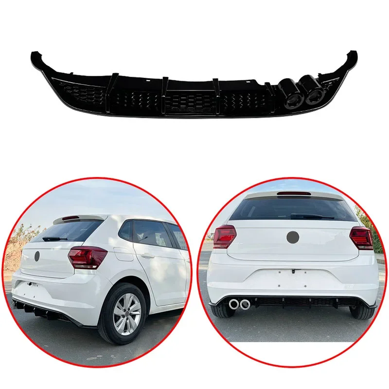 

Для VW Polo MK6 2017-2020 Высококачественный автомобильный задний бампер из АБС-пластика, спойлер, глянцевый черный или комплект кузова из углеродного волокна