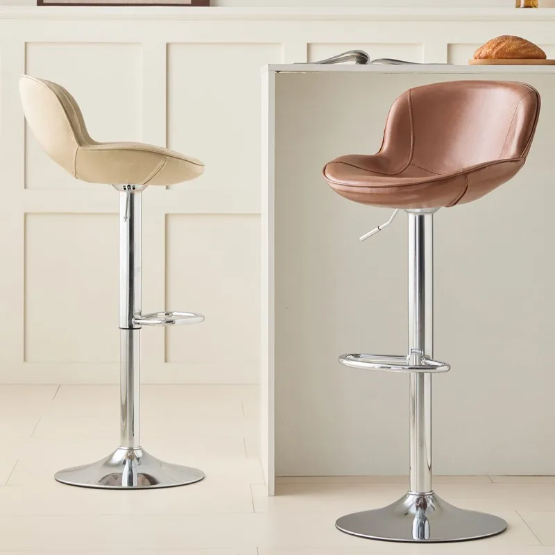 

Italian Swivel Bar Chairs Brown Adjustable Height Minimalist Fashion Bar Stools Waiting Lounge Restaurante Muebles Furniture