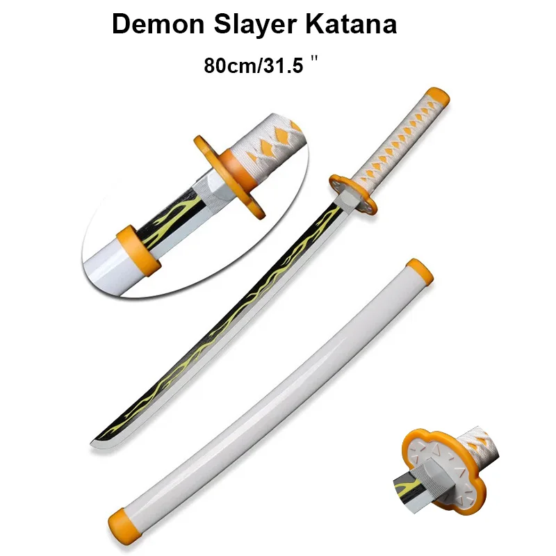 Dämonentöter Katana Zenitsu Charakter Rollenspiel-Requisiten 80 cm / 31,5 Zoll mehrere Stile Bambusklinge Spielzeugschwerter Anime-Kollektion