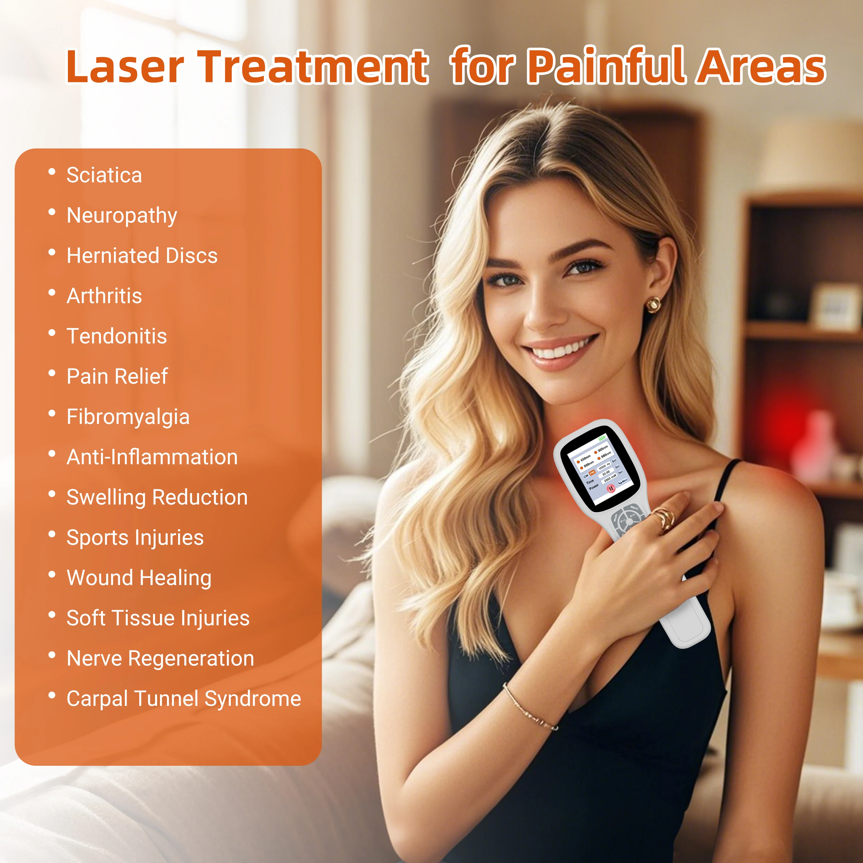 Red Infrared Cold Laser Therapy Device LLLT Non-invasive Arthritis Pain Relief Inflammation Home Physiotherapy Equipment 2500mW