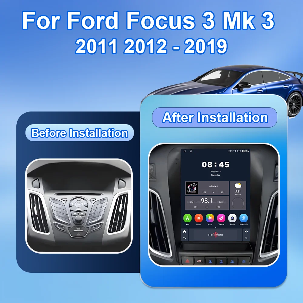 9.7 inch Android 16 Car Radio For Ford Focus 3 Mk 3 2011 2012 - 2019 Multimedia Carplay Video Player GPS navigation Stereo DVD