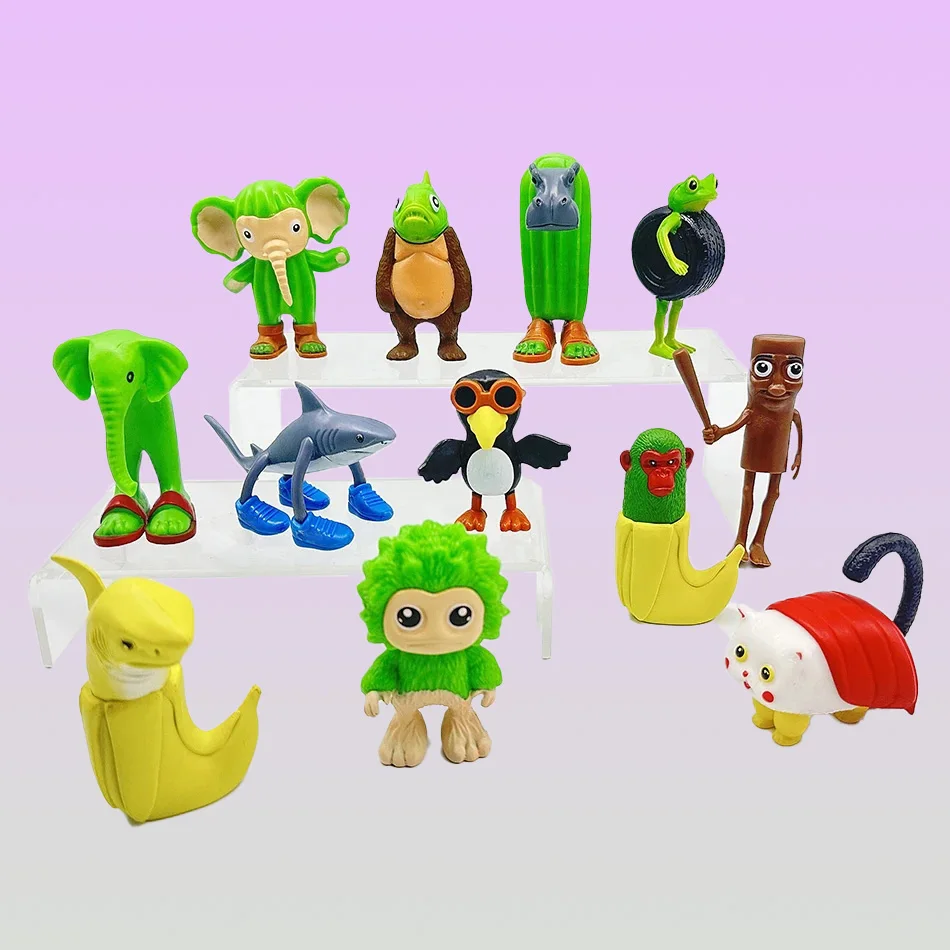 Figura de acción de tiburón divertida, abstracción creativa, montaña y mar, juguete clásico de Tung, caja ciega, regalo de cumpleaños