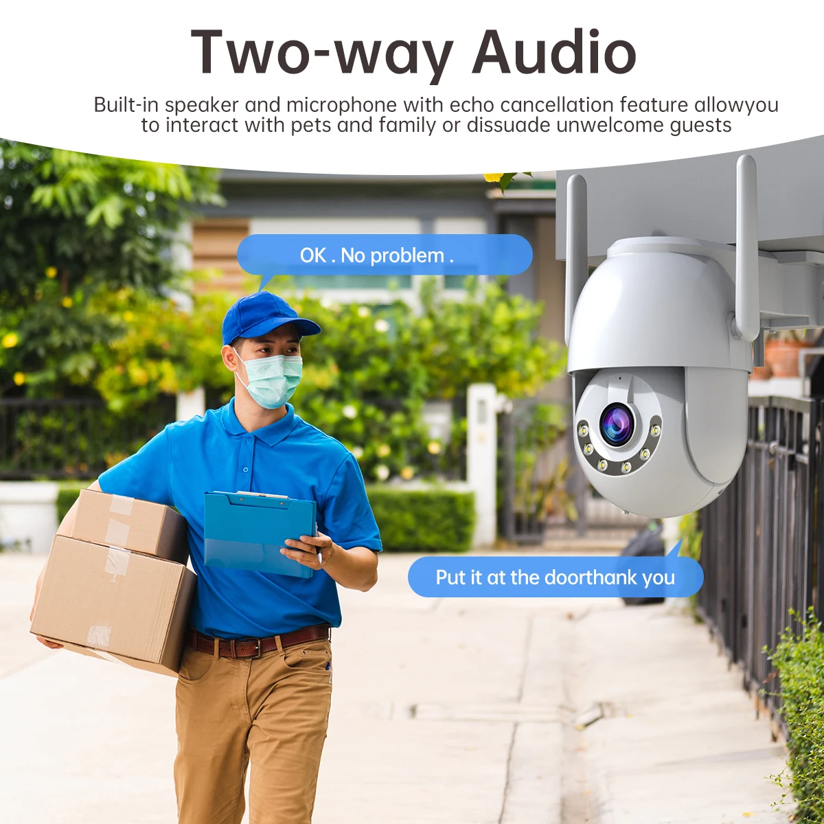 Jooan 3MP Wifi IP Camera Outdoor Security Surveillance Camera 2 Way Audio Auto Tracking Night Color Waterproof CCTV Camera