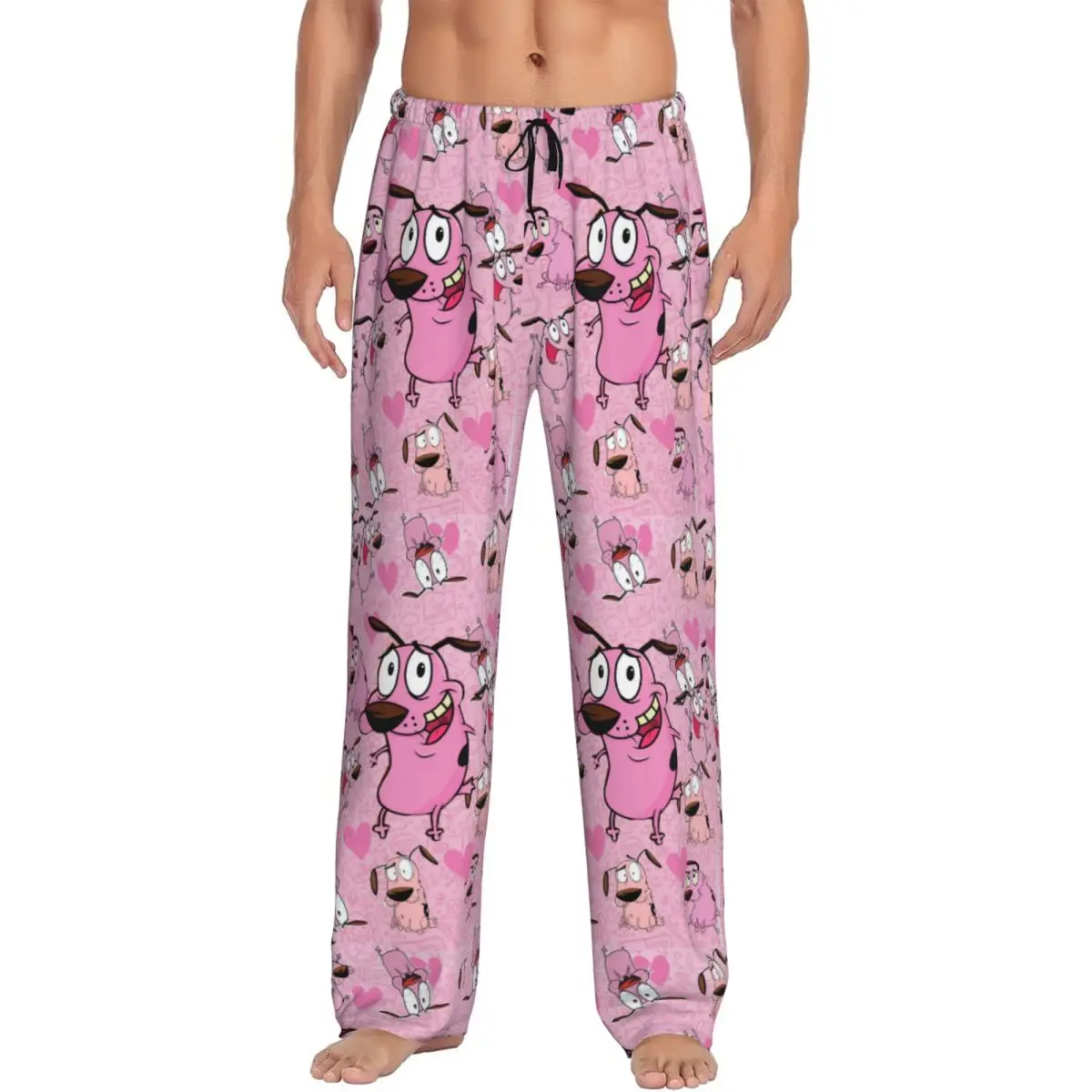 

Custom C-Courage The Cowardly Dog Pajama Pants Men Lounge Sleep Drawstring Sleepwear Bottoms with Pockets