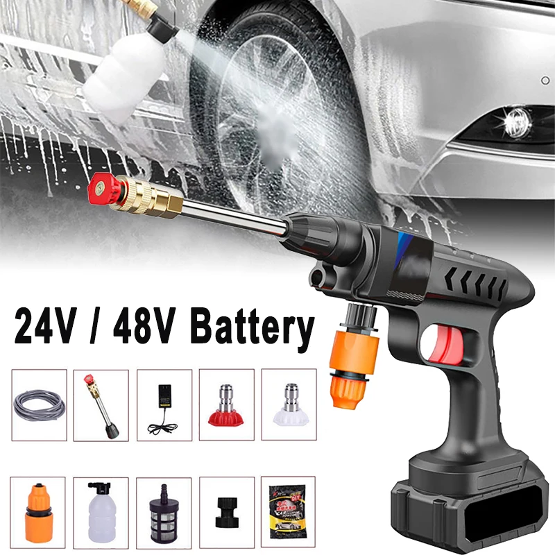 

3L/min Wireless Car Washer Machine with 5 meters Water Hose 30bar High Pressure Portable Water Gun with 7500mAh/15000mAh Battery