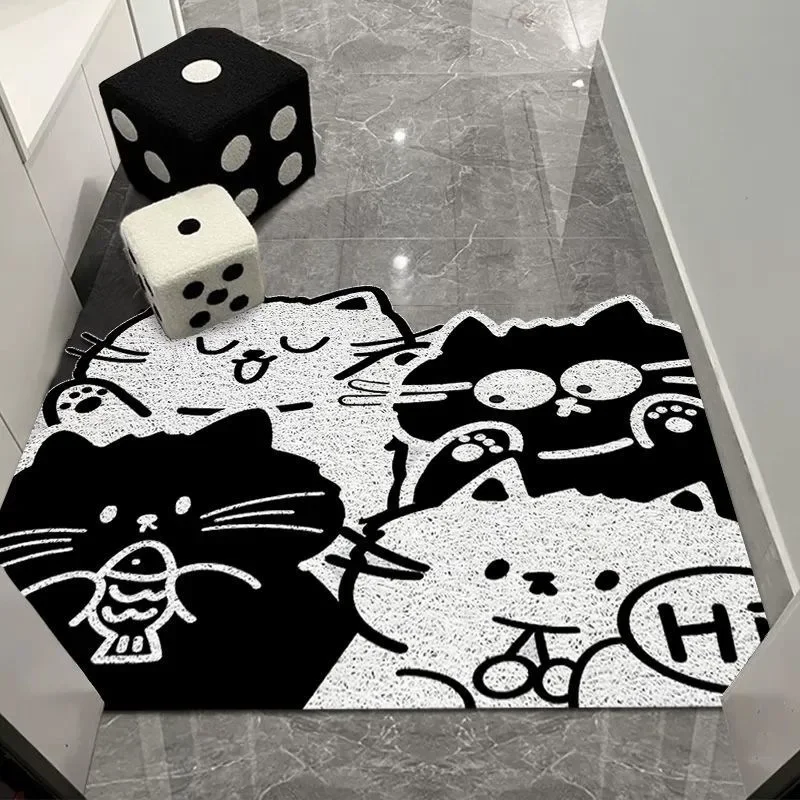 Cartoon silk circle entry door floor mat, entrance entrance entrance porch foot pad, fresh household soil rubbing mud pad
