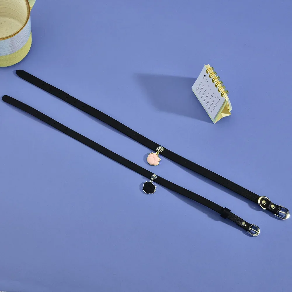 2025年 反逆の子犬の首輪、メス犬の首輪、猫の肉球、本革リベット、チョーカーネックレス、パンクネックレス