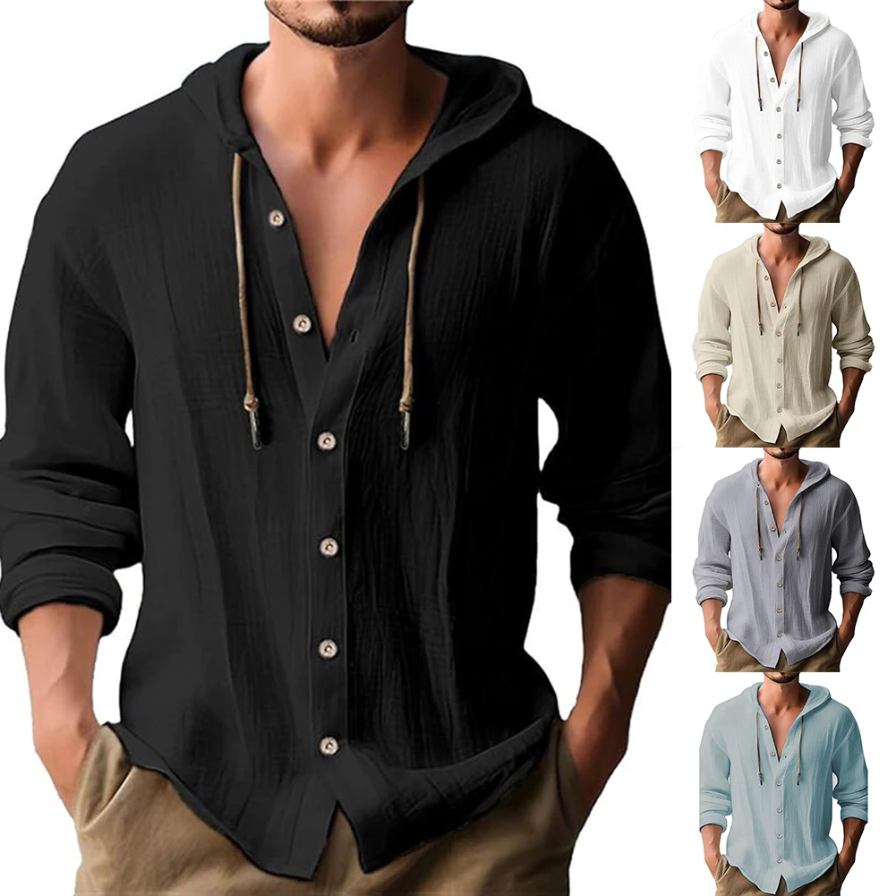 Streetwear Shirt Party Casual Streetwear Tops Button Cardigan Casual Hawaiian Hooded Hoodie Loose Mens Brand New