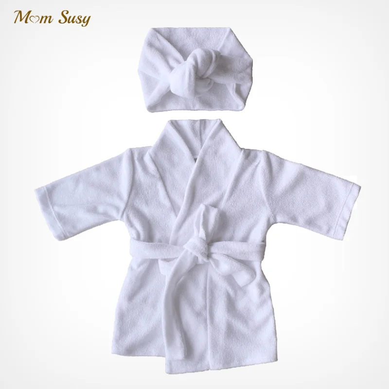 Newborn Baby Boy Girl Robe Set 100% Cotton Toweling Terry Infant Bathrobe Hooded Sleeprobe With Headwear Home Suit 0-2Y