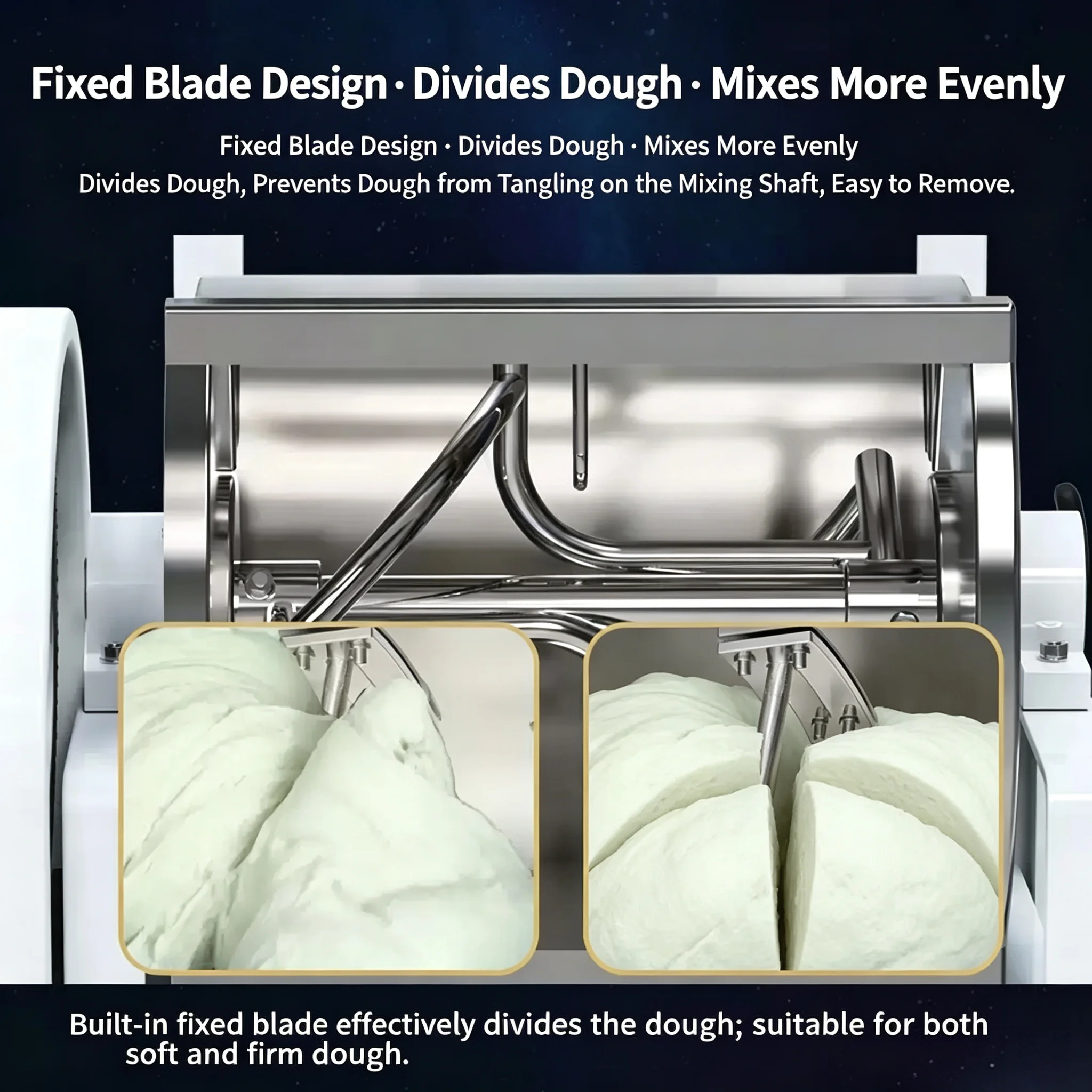 Commercial Automatic Dough Kneading Machine, New Style 25LB Dough Mixer, 50kg Stainless Steel Flour Stirring Machine for Bun & F
