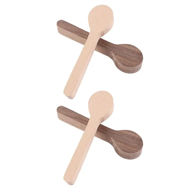 

HHTL Portable Wood Carving Spoon Blank Set 4PCS, Unfinished Beech And Walnut Wooden Spoons For Art Projects