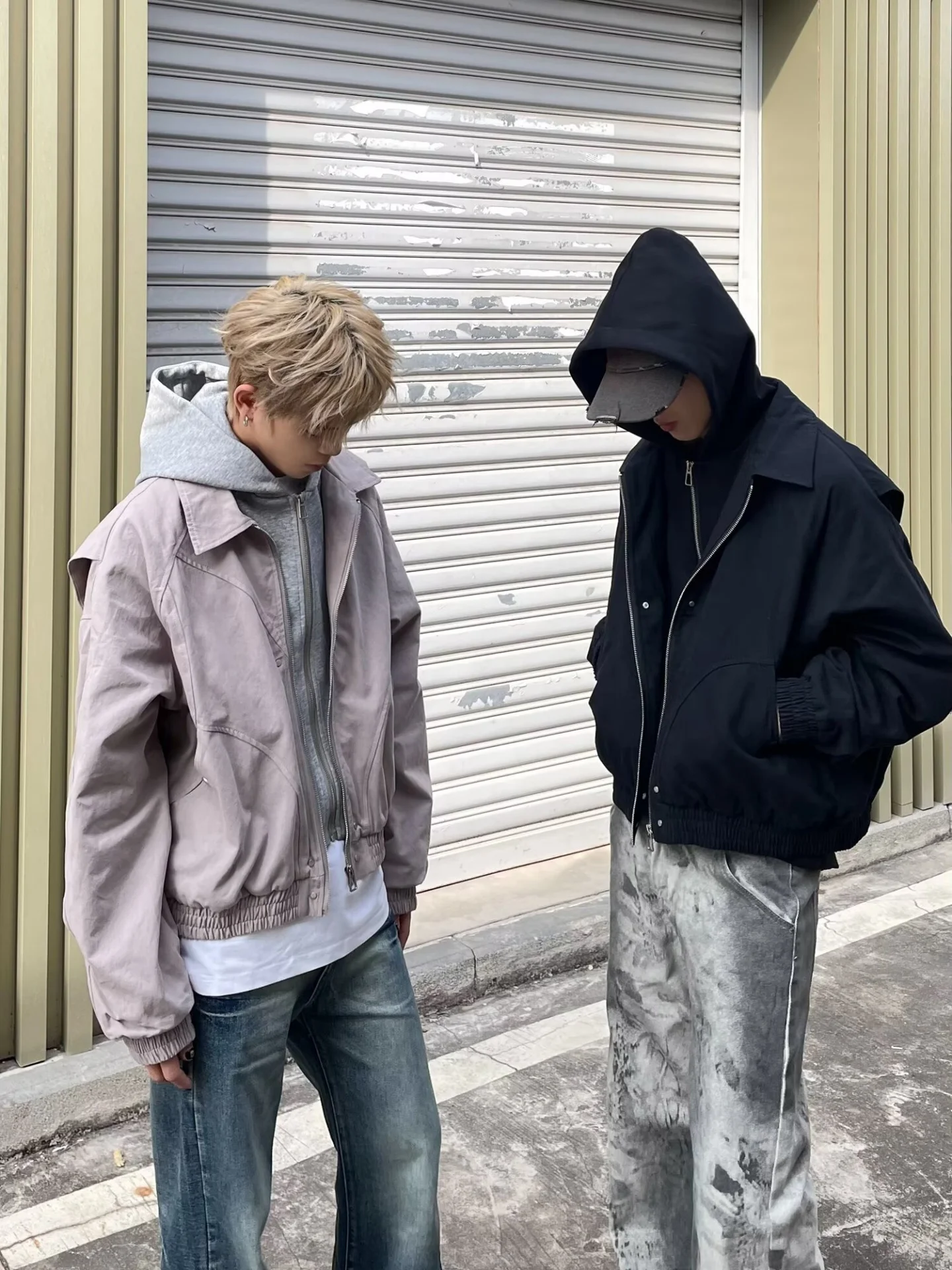 American Style Casual Hooded Workwear Jacket Men's Collar Double Zipper Design Shape Cleanfit Leisure Outerwear