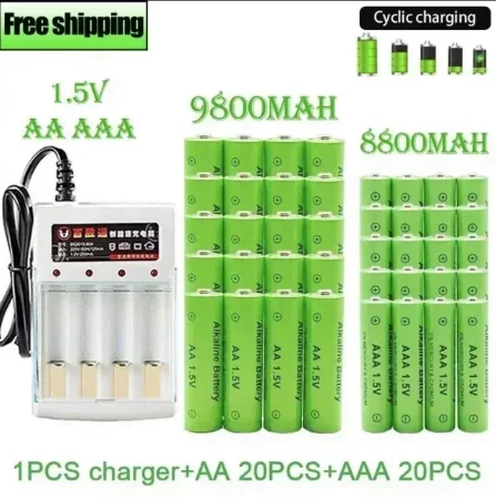 

Hot Selling 1.5V Rechargeable Battery AA9800MAH AAA8800MAH Alkaline Technology Battery with Charger Suitable for Toys