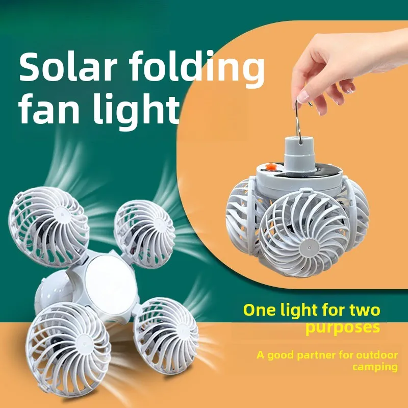 Solar Fan Light E27 Screw Bedroom Dormitory Foldable Led Large Wind Silent Fan Light