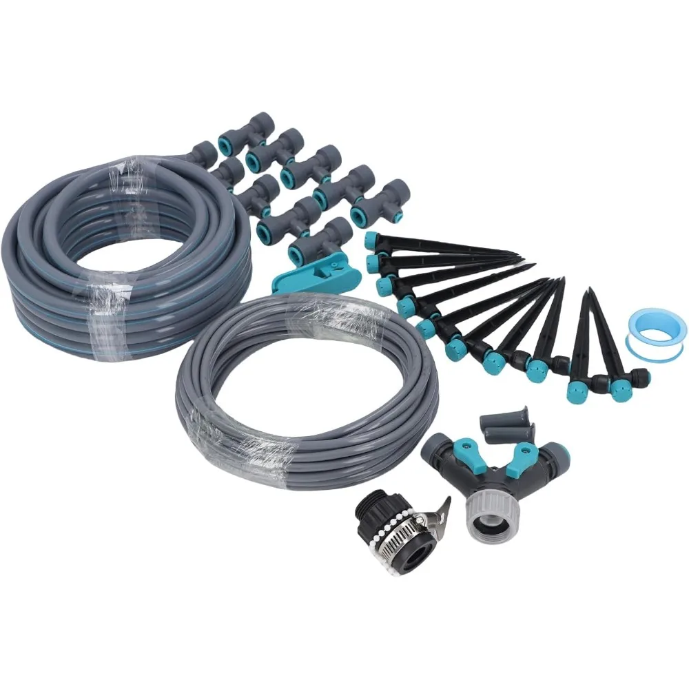 

Регулируемый комплект капельного орошения, 32,8 фута, 8 отверстий с вращающимися насадками, автоматическая система полива для садовых растений