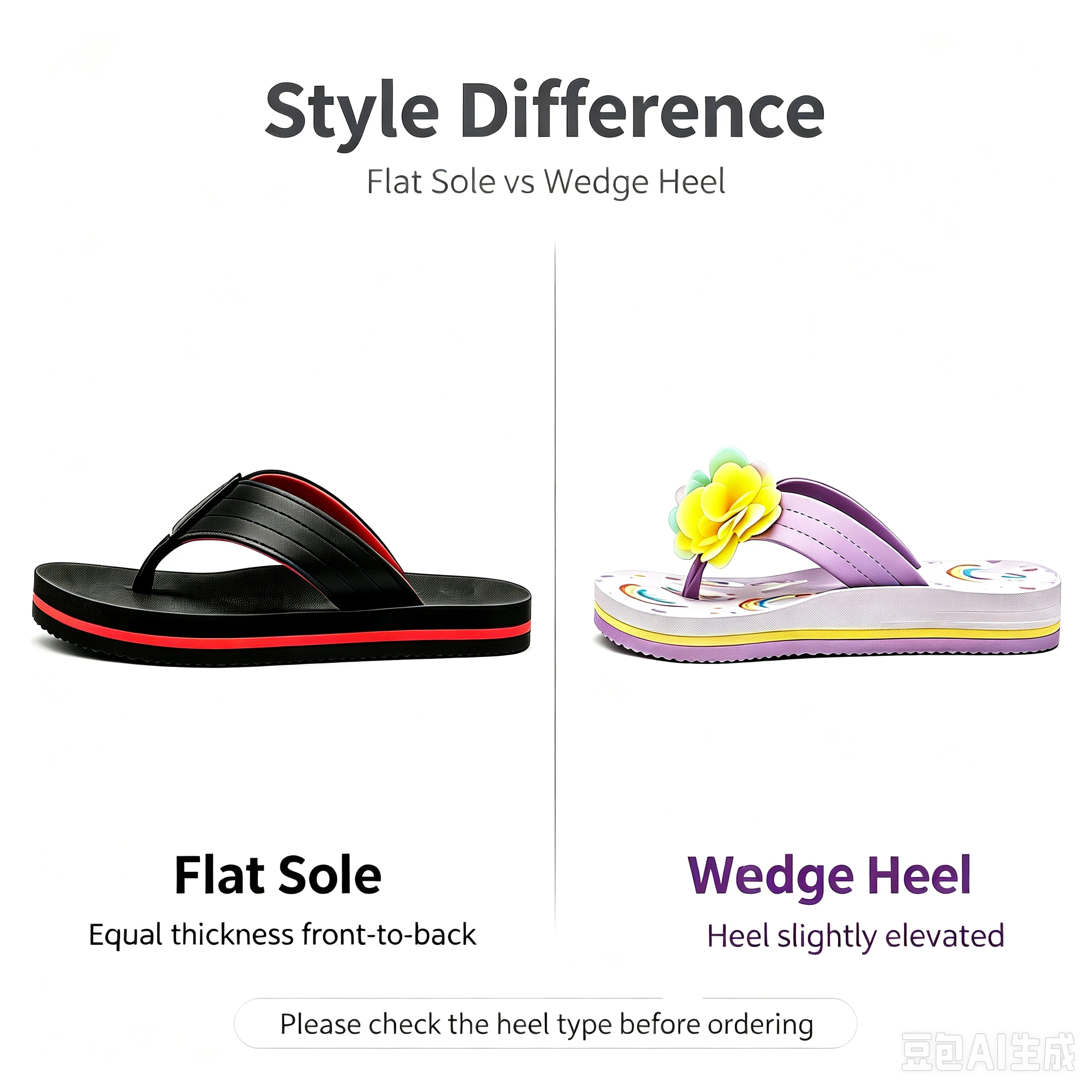 Kids Flip‑Flops Summer Beach Sandals, PU Upper EVA Outsole Non‑Slip Flat & Wedge Heel Thong Slippers for Boys Girls Big Kids