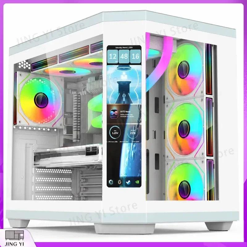 Full Tower ATX Gaming PC Case Tempered Glass Computer Chassis ARGB Fan Support EATX Mid Tower Desktop Cabinet DIY Build