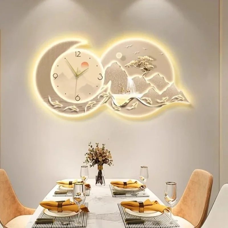 Modern Digital Wall Clock Restaurant Mute Wall Clock Corridor Wall Decor Decoration Mural Lamp Bedroom LED Clock Room Decoration