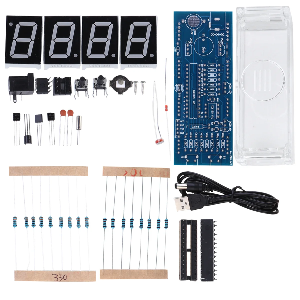 

1Set LED Digital Clock Kit Scm DIY Electronics Hardware Set Simple Digital Clock White Long-Lasting Performance