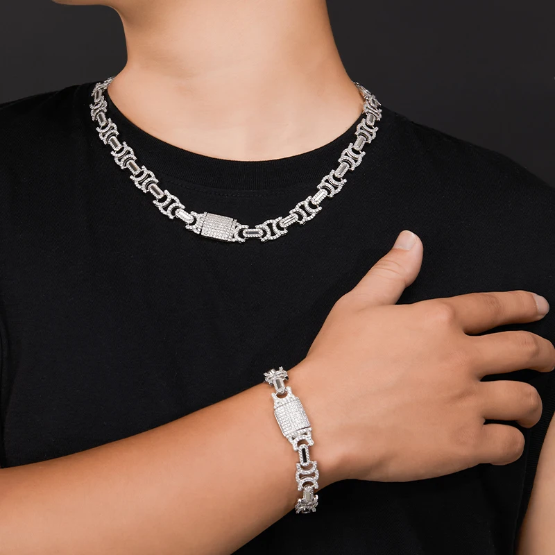 

S925 Silver Moissanite Cuban link Necklaces 17.5~27.5inch HipHop Style Jewelry Personalized customization Valentine's Day Gift