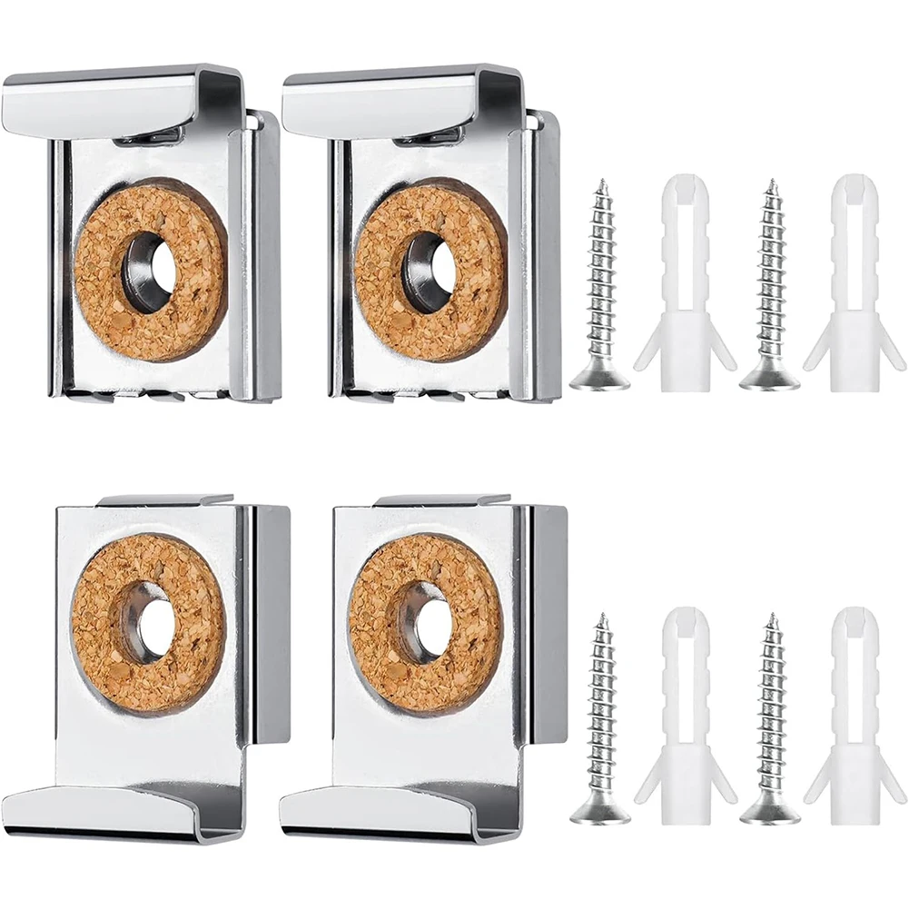 Metal Mirror Mounts Heavy-Duty Brackets Home Improvement Complete Set For Mirrors Easy Installation Non-Slip Cork Protection
