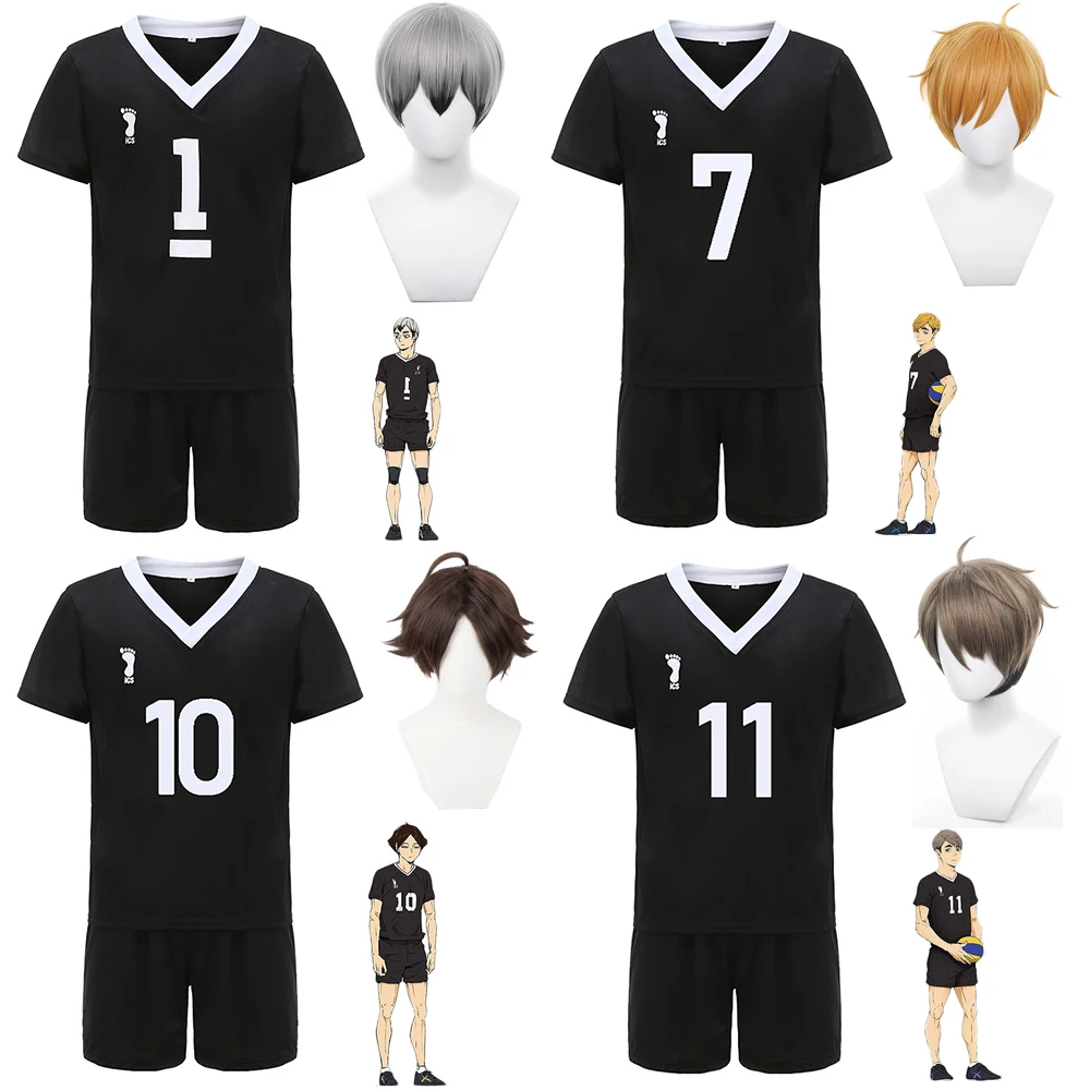 Disfraz de Cosplay de Anime Haikyuu Miya Atsumu Miya Osamu, Jersey de peluca, ropa deportiva Rintaro Suna, uniforme de equipo de voleibol escolar Inarizaki