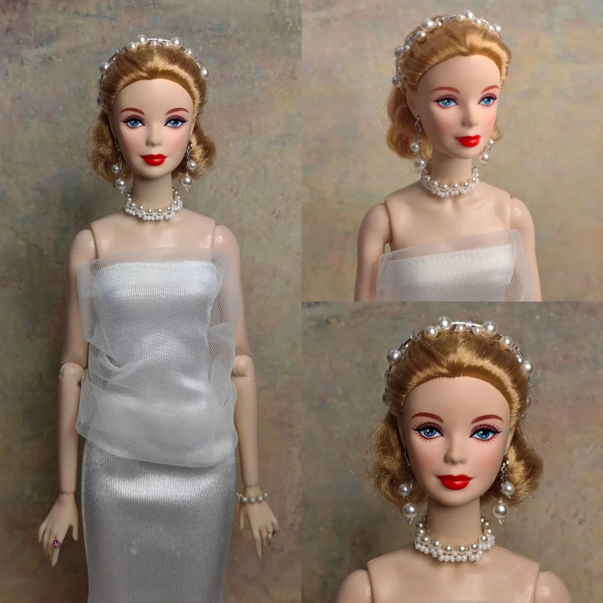 1/6 Doll Jewellery Parts Premium Luxury Pearls Headband + Necklace + Earrings + Ring For 30cm Babi FR Supermodel Doll Dress Up