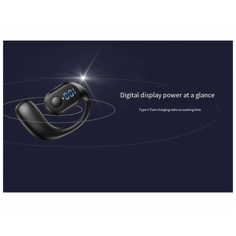 Digital Display Single Ear Hanging Ear Bluetooth Headset Open Bluetooth 5.3 Wireless Headset Earphone