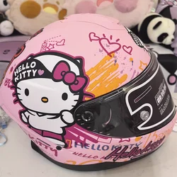 Oryginalny kask motocyklowy Sanrio Hello Kitty Full Face Kaski wyścigowe Offroad Kask motocyklowy Motocykl Kawaii Xmas Girl Gift